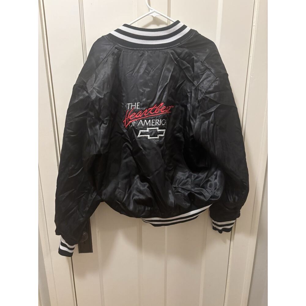 Vintage The Heartbeat‎ of America Chevy Jacket Men's XL Black Satin 80s